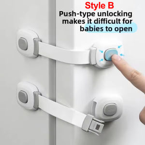 2Pcs Child Safety Strap Locks Baby Locks for Cabinets and Drawers Toilet FridgeAdhesive Cabinet Drawer Door Latches-2 Style