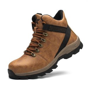 รองเท้าบูทรองเท้าเพื่อความปลอดภัยทำงานหัวเหล็กสำหรับผู้ชายและผู้หญิง รองเท้าเดินป่ากันลื่นกันชน