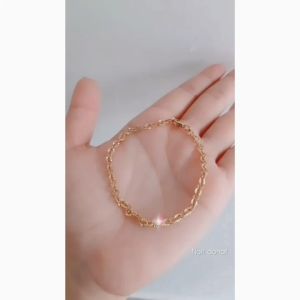 Lovelybutik - Gelang Tangan Titanium Anti Karat dan Luntur V3ra Gelang Korea Wanita Polos Model Rantai Nori Donat Kekinian BONUS KOTAK PERHIASAN