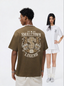 STK Small Town Kid | Retro American Style Letter Print Round Neck T-shirt