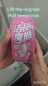 Cute Aluminum Can Toilet Cleaner with Scented Options: Peach Ocean Jasmine. Provides Sweet Scent and Cleaning Effect Up to a Month.