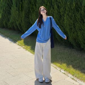 YUEZHONGWEI | Retro V-Neck Ventilated Long Sleeve Tunic