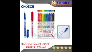 Outline Pen Chosch H815 Set Isi 8 Warna / Spidol Marker Hias Garis Silver / Perak - Warna