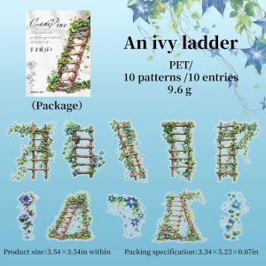 Garden Scenery Building PET Sticker Pack Vine Blossom Series 6 Styles 10 Pieces Hand Account Decor 133*85mm