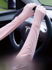 miiow | Cat Person Extended Ice Silk Sun Protection Sleeve Covers Women Summer Arm Full Protection Ice Sleeves Cycling Sunscreen Black Gloves