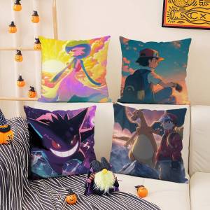 Bandai | Pokemon Vaporeon Anime Plush Pillow Cover Soft Short Plush Cushion Cover For Sofa Bedroom Living Room Home Decor Gift