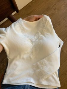 Áo Sơ Mi Lót Ren Trắng Cổ Chữ V Thanh Lịch Kiểu Pháp Cho Nữ Mùa Thu Đông Dài Tay Áo Lót Bên Trong Mặc Trong Nhà