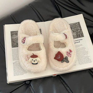 Dép Bông Họa Tiết Da Báo Dễ Thương Cho Nữ Dép Bông Lót Lông Cừu Trong Nhà Mùa Đông Dép Bông Chống Trượt Ấm Áp