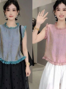 เสื้อเชิ้ตแขนกุดคอโปโลผู้หญิง ทรงหลวม ระบายอากาศได้ดี สไตล์ทำงาน ฤดูร้อน 2025 เสื้อเชิ้ตผู้หญิงทรงหลวมสบายๆ