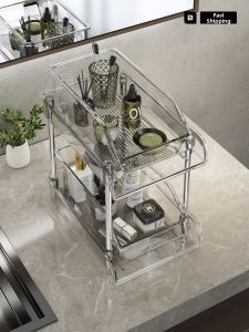 evesigar | Bathroom Countertop Storage Rack Pull-out Shelf