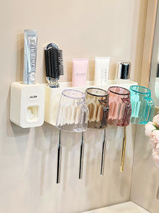 Wall-Mounted Toothbrush Holder Electric Toothpaste Rack No-Punching Toothbrush Cup Storage Shelf Bathroom Organizer for Home Use