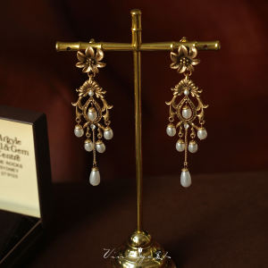 Renaissance Vintage Pearl Earrings Luxury Medieval Hong Kong Style Silver Plated Jewelry for Women Elegant Fashion Accessories