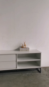 Best BARROS 6ft TV Cabinet with Metal Frame Leg - TV 8024(White/Espresso)