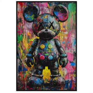 Tranh gấu bearbrick. Tranh treo tường dán tường sơn dầu canvas trang trí. CGI-1989