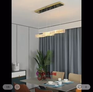 Đèn thả trần pha lê cao cấp trang trí phòng khách bàn ăn Led 3 màu TH823-24 Ngọc Thắng