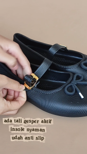 Rumahkaki - Sepatu Wanita tali Pita / Flatshoes Formal Ngantor Gesper Aktif Anti Slip Karet Jelly 2520M