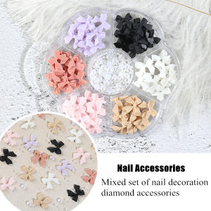 50Pcs 3D Flower Butterfly Rhinestone Pearl Mixed Nail Art Accessories for DIY Manicure Nail Art Decoration
