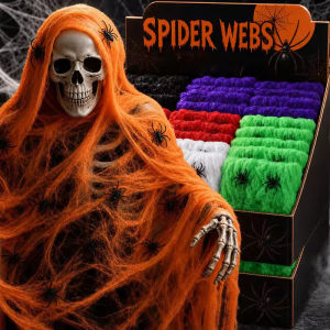 5Pcs Halloween Artificial Stretchy Spider Web Cobweb with Spiders Horror Gothic Haunted House Party Decor Scary Props Accessories
