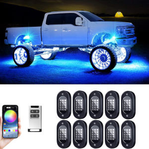 YiLaie RGB Car Rock Lights 4/6/8/12 Pods APP & RF Control Neon Underglow Trail Rig Light For Offroad Truck SUV 4x4 ATV Jeep