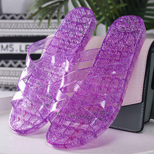 Flats For Home Summer Indoor Shower Bathroom Non Slip Crystal Jelly Slippers Womens Daily Beach Vacation Sandals