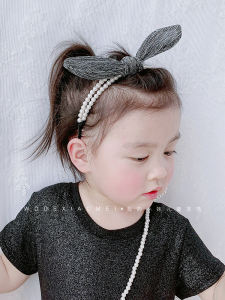Adorable Pearl Hair Band Girls Children Rabbit Ear Hair Clip Bow Knotted Headband Sweet Fairy Tale Style Child Hair Accessories