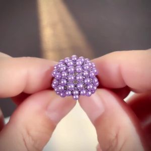 Huitan Special Women Ring White/purple Imitation Pearl Fashion Gold Color Party Accessories for Lady Gorgeous Wedding Jewelry