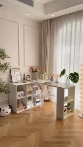 Bàn làm việc kết hợp tủ sách nhiều ô tùy chỉnh kích thước chất liệu gỗ MDF chắc chắn - GP368