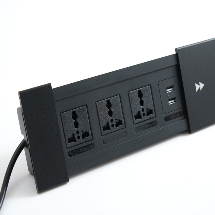 Embedded desktop socket side sliding hidden socket with conference table socket