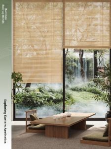 JIAYOUYANZHI | Customizable New Chinese Style Zen Antiquity Bamboo Roll Up Blinds for Tea Rooms and Balconies