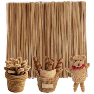 100/200/300 Pieces Light Brown Pipe Cleaners Thick Fluffy Chenille Stems Pipe Cleaner Crafts for Arts & Crafts