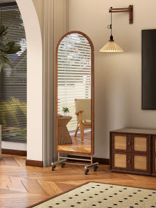 Rotating Mobile Full-length Mirror with Vintage Style