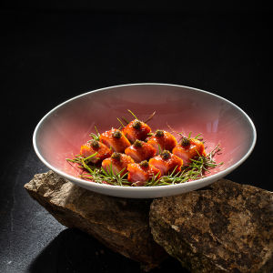 Multifunctional Ceramic Soup Bowl Color Glaze Cold Plate Restaurant Cafe Hot Dish Small Stir-Fry Chinese Style round Shape