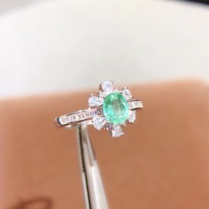 Montagne Jewelry 925 Silver Ring for Women Elegant Design 2 Fine Jewellery Natural 5x6mm Emerald Ring Adjustable Size Ring