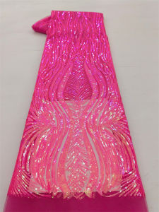 African Sequins Net Lace Fabric 2026 High Quality Swiss Voile Embroidery Tulle Laces 2.5 Yards For Sewing Party Dresses