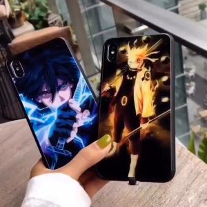 ZUZG Glowing LED Call Flash Light Up Glass Case For Samsung S8 Note 10 Xiaomi 9 OPPO Reno 3 Reno 10X Zoom Voice Activated Case Tide Naruto Sasuke Cartoon