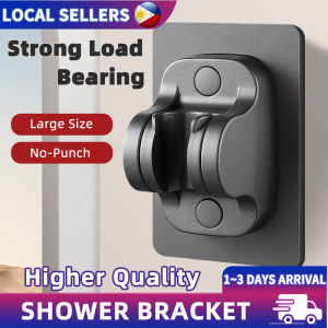 Grey Self Adhesive Shower Head Bracket Wall Mounted Shower Head Holder Bathroom Accessories Shower Set
