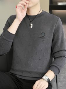 HENGYUANXIANG | Hengyuanxiang Mens Round Neck Sweatshirt Loose Fit Fashionable Base Layer Shirt Autumn Season Polyester Spandex Blend Long Sleeve