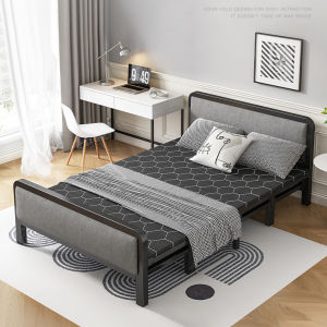 Foldable Bed Frame With Backrest Queen/Single Katil Lipat With Mattress Portable Bed Frame