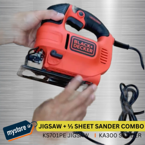 BLACK + DECKER KS701PE JIGSAW + KA300 1/3 SHEET SANDER WOODWORKING COMBO PACK