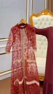 Syakila Dress Outer Ceruty Mix Brukat Gamis Wanita Simple Dan Elegan Dress Kondangan Dewasa Mewah
