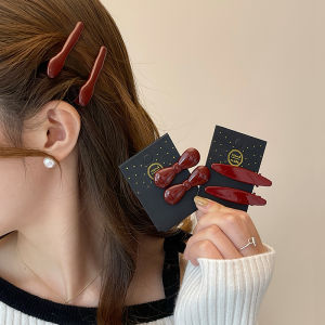 Red Hair Clip Womens Forehead Side Bangs Hair Clip Elegant Hair Card Advanced Feeling Hair Accessories Side Hair Clip
