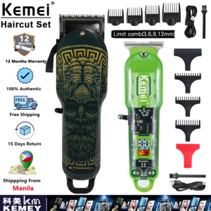 Kemei KM-735/1133 Professional Green Hair Clipper Kit Electric Razor For Haircut Original Rechargeable Hair Trimmer Set