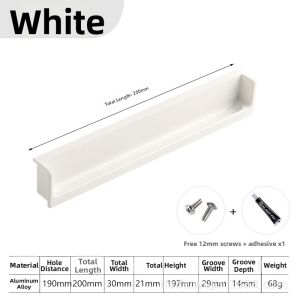 Concealed Drawer Handle Aluminium White