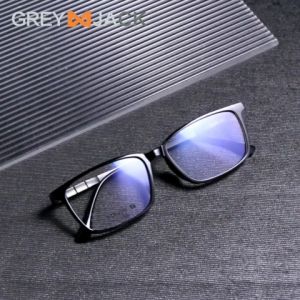 Grey Jack Frame Kacamata Titanium Design Kotak Elegant Style Terbaru Fashion Pria Dan Wanita Bisa Minus Antiradiasi/Blueray/Photocromic/Bluecormic 00150