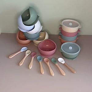 AODUOYAYA Silicone Suction Bowl Baby Food Anti-fall Strong Suction Food Grade Material Eating Training Feeding