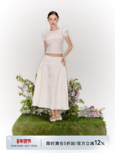 La Lune Du Ciel Summer Floral Texture Backless Short Sleeve A-Line Mini Skirt Womens Fashion Slimming Set round Neck Two-Piece