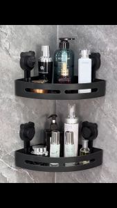 Bathroom Triangle Storage Rack With Strong Suction cup Punch free hanging Glue free Self-draining Corner Storage Rack wall-mounted bathroom shelving storage Kitchen organizer rack soap holder organizer bathroom accessories plastic Moisture-proof rustproof