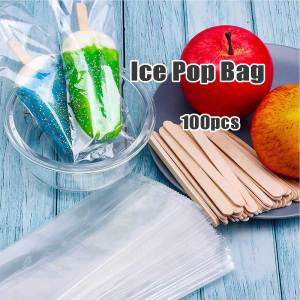 100Pcs/set Plastic Ice Pop Bags Disposable Popsicle Package Bags Transparent Popsicle Bags