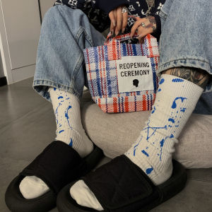Ijio Splash-Ink Art Socks Stylish Street Trendy Ins Style Mens and Womens Sports Tie-Dye Pure Cotton Socks