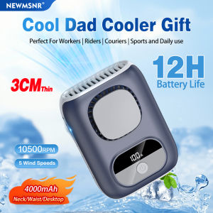 (NEW) NEWMSNR 3CM Thin Tiny Waist Fans 4000MAH Clip Fan 12H Working Time 5 Speed Adjustable Portable Fans Digital Display Handheld Fan With Lanyard Fathers Gift